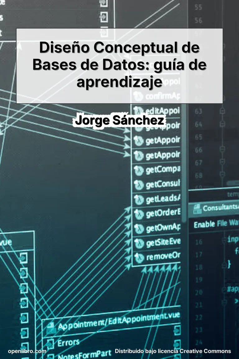 Diseño Conceptual de Bases de Datos: guía de aprendizaje es un material introductorio que aborda los principios esenciales del diseño de bases de datos desde un enfoque teórico y formativo.