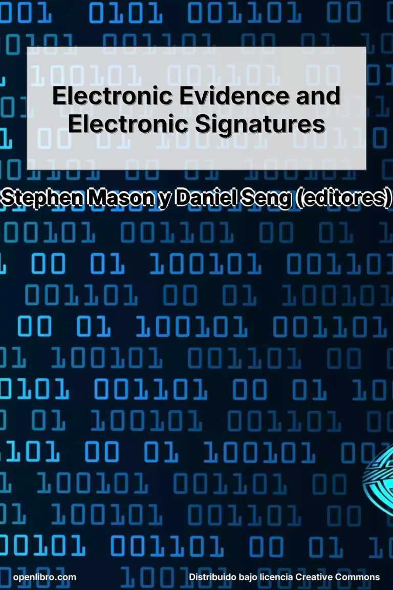 Electronic Evidence and Electronic Signatures es una obra académica que analiza de manera sistemática la naturaleza, el tratamiento y la valoración de la evidencia electrónica y las firmas electrónicas en el ámbito jurídico.