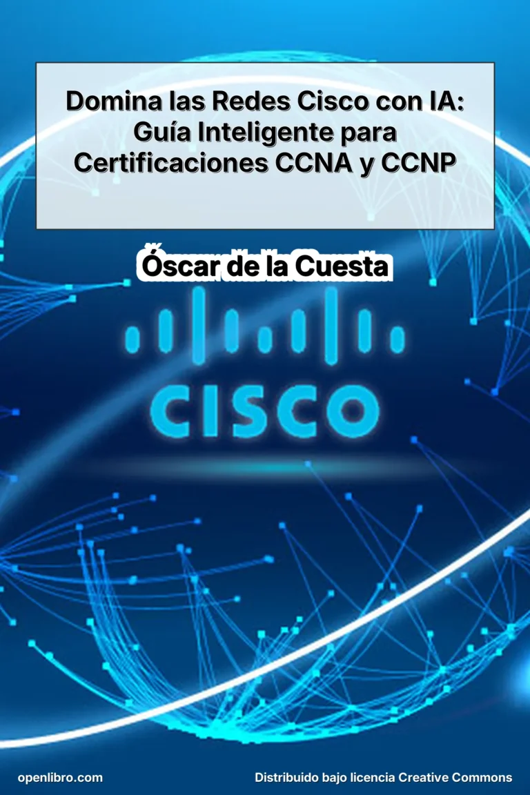 Domina las Redes Cisco con IA: Guía Inteligente para Certificaciones CCNA y CCNP es una obra orientada a quienes buscan aprender redes desde los conceptos básicos hasta un nivel profesional alineado con certificaciones técnicas.