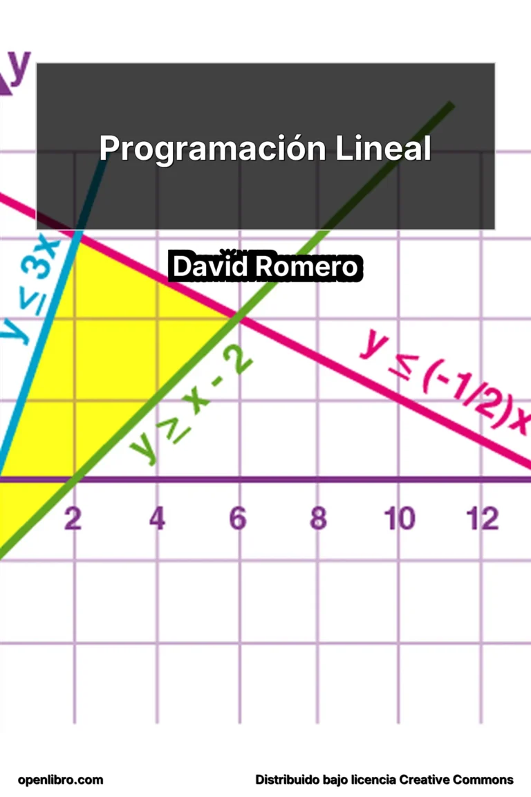 Este libro recoge unos apuntes docentes sobre programación lineal, elaborados en el contexto de la asignatura Análisis y Diseño de Datos y Algoritmos.