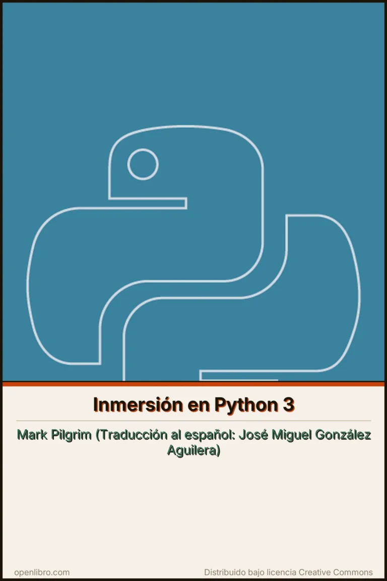Inmersión en Python 3 es una guía práctica y profunda que tiene como objetivo principal facilitar la transición de Python 2 a Python 3, aunque también sirve como un manual completo para aprender este último.