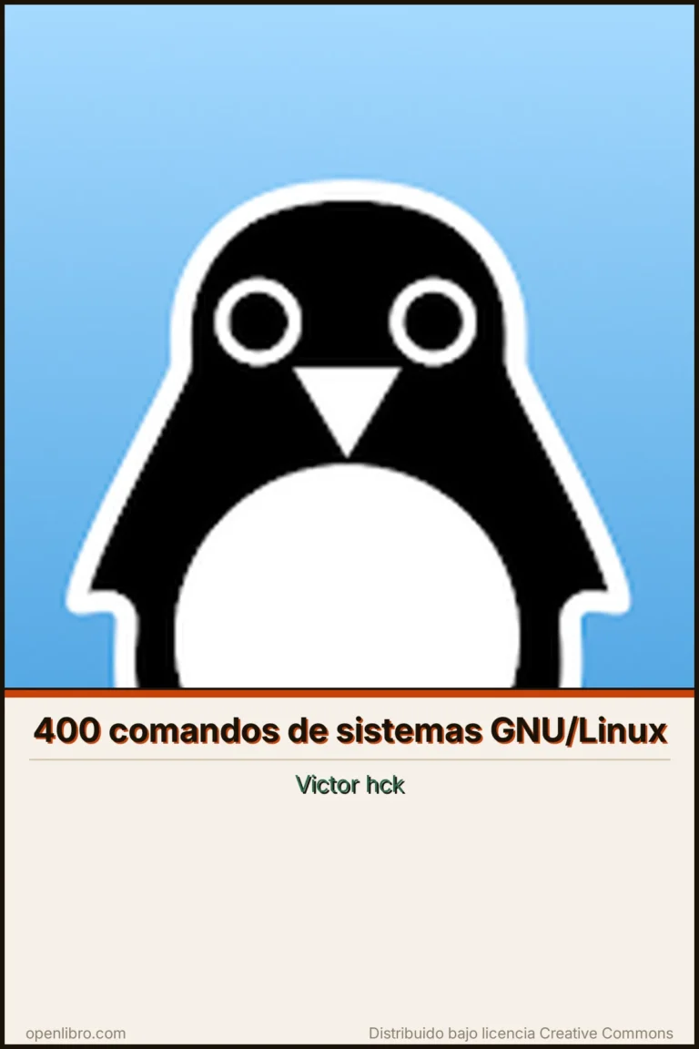 Portada del libro 400 comandos de sistemas GNU/Linux